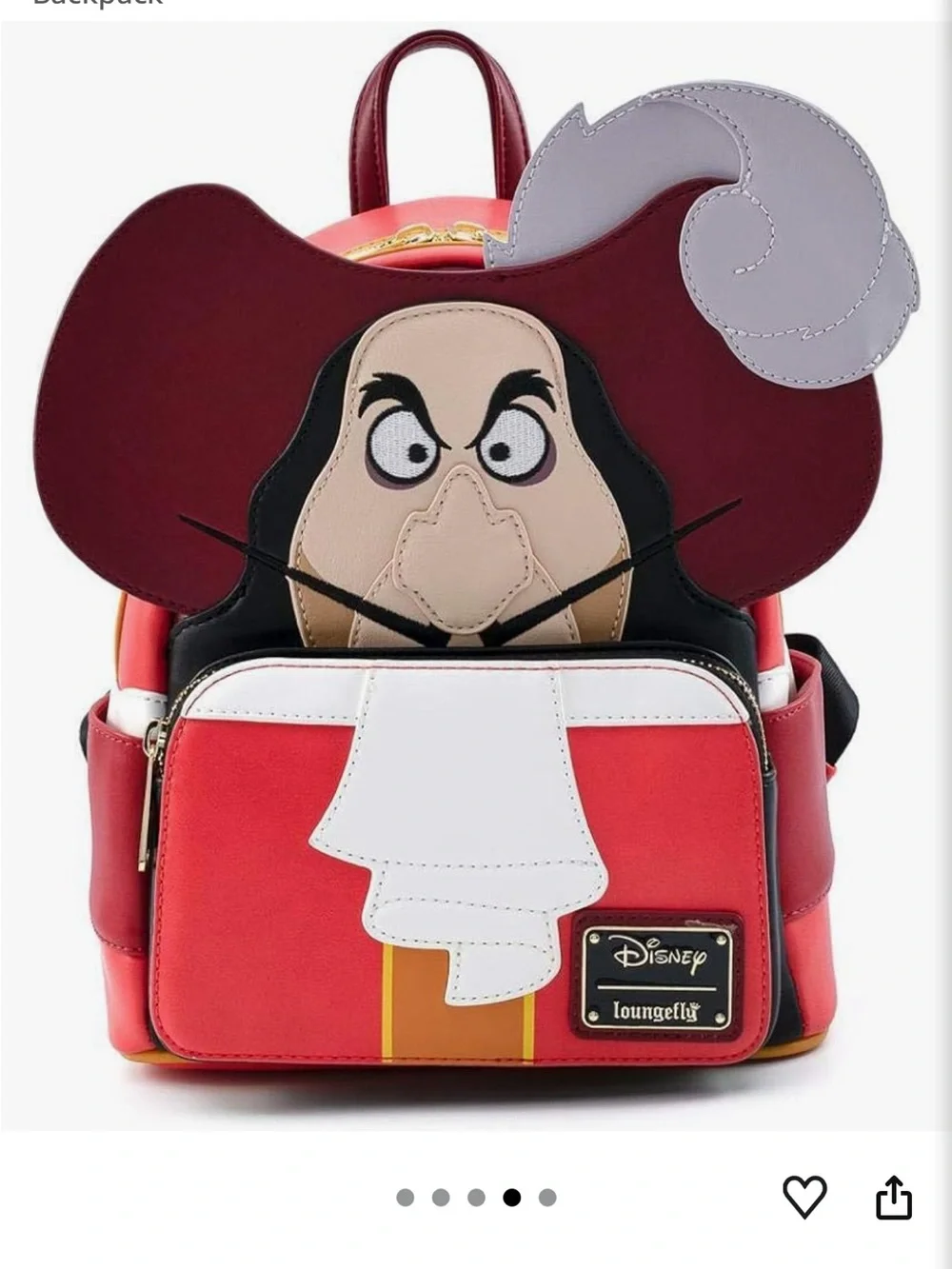 Loungefly Disney Peter Pan Captain Hook Cosplay Mini Backpack